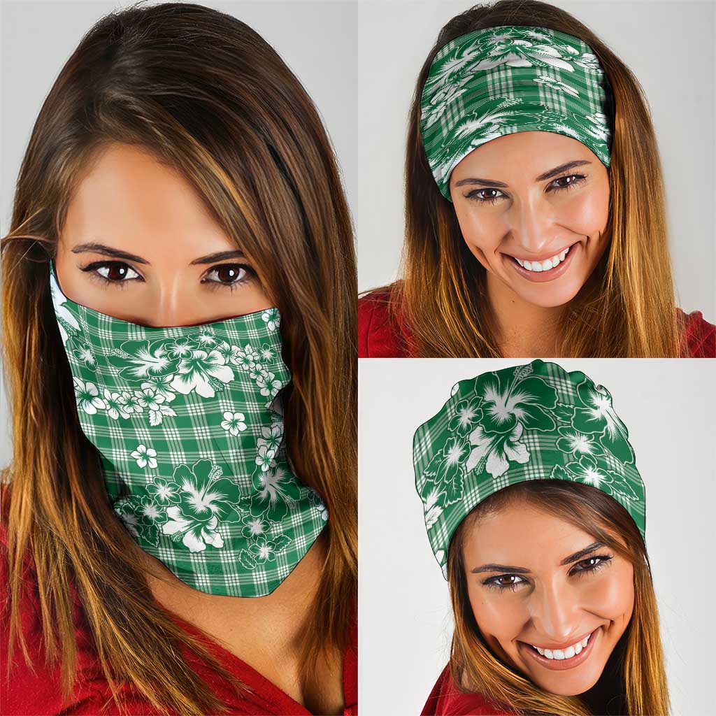 Hibiscus Pakala Emerald Green Neck Gaiter Tropical Floral Stylized - Polynesian Pride