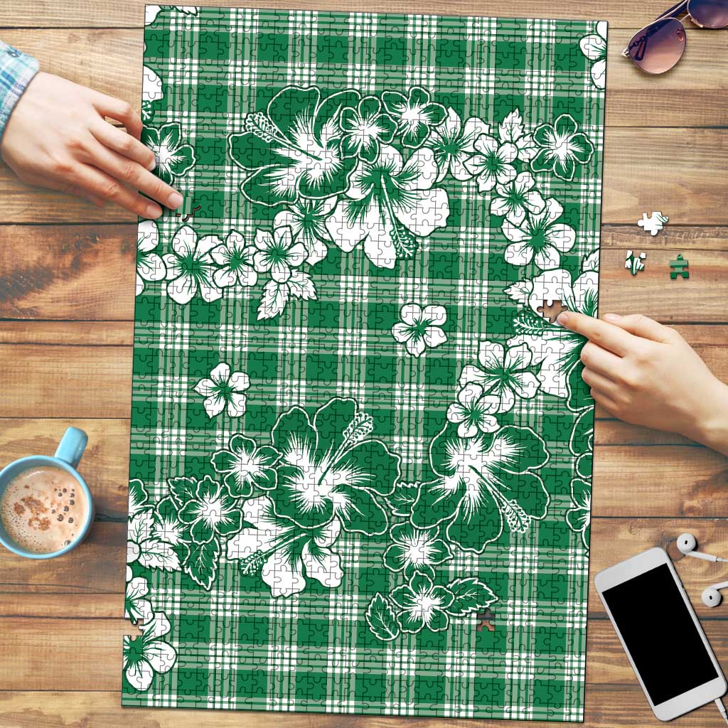 Hibiscus Pakala Emerald Green Puzzle Tropical Floral Stylized LT01 Green - Polynesian Pride