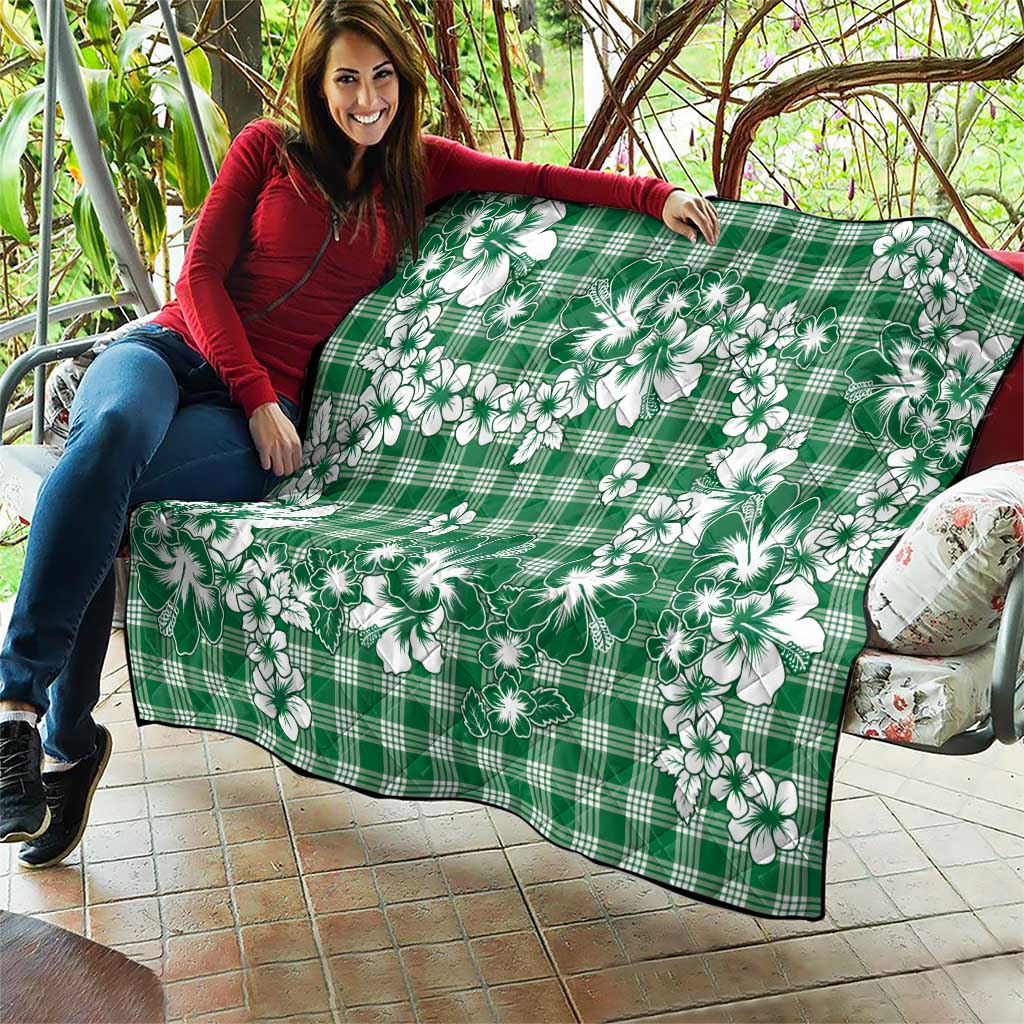 Hibiscus Pakala Emerald Green Quilt Tropical Floral Stylized - Polynesian Pride