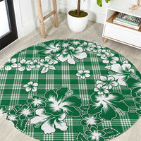 Hibiscus Pakala Emerald Green Round Carpet Tropical Floral Stylized LT01 Green - Polynesian Pride