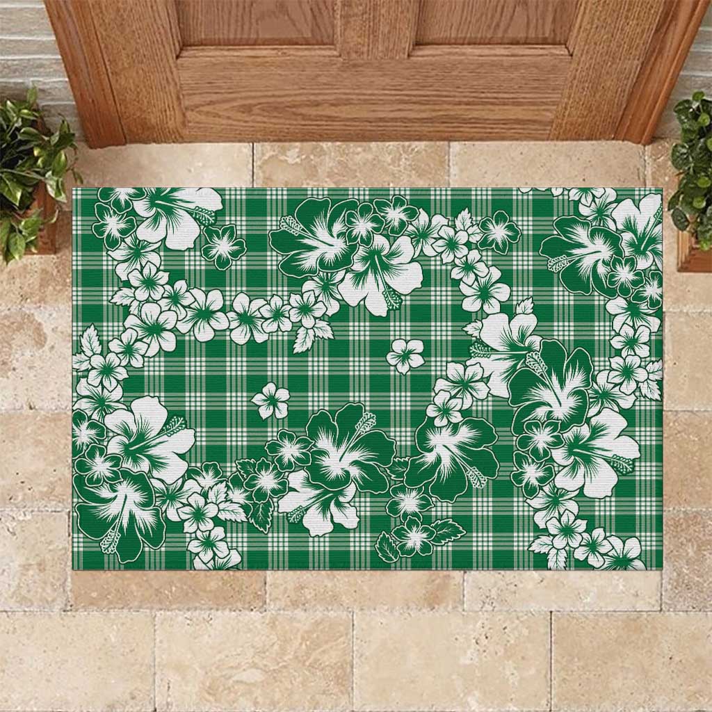 Hibiscus Pakala Emerald Green Rubber Doormat Tropical Floral Stylized LT01 Green - Polynesian Pride