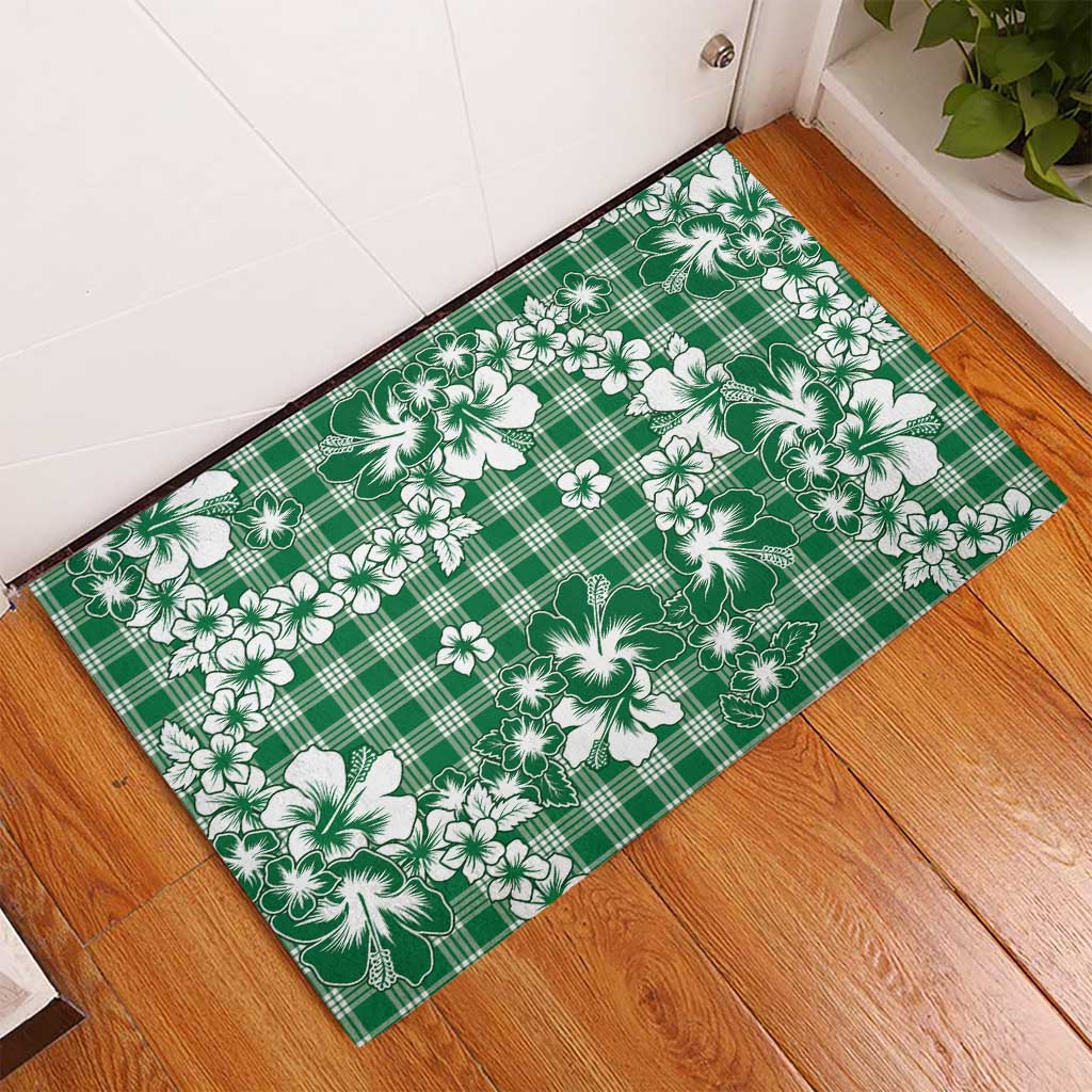 Hibiscus Pakala Emerald Green Rubber Doormat Tropical Floral Stylized LT01 - Polynesian Pride