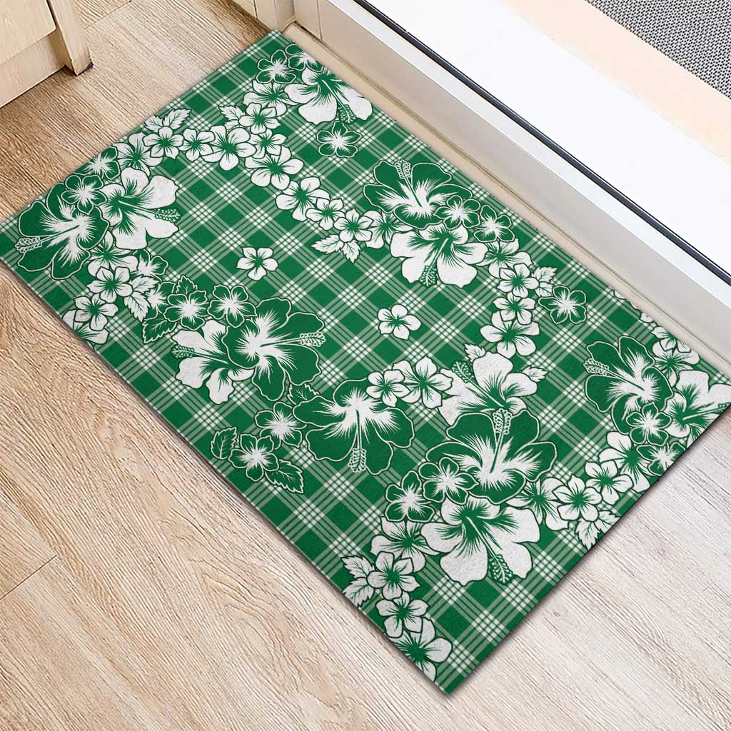 Hibiscus Pakala Emerald Green Rubber Doormat Tropical Floral Stylized LT01 - Polynesian Pride