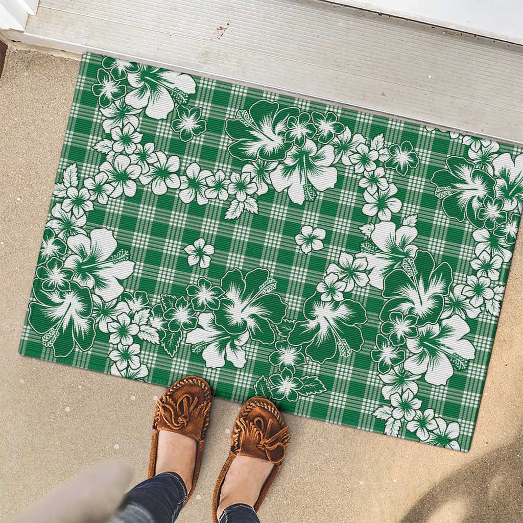 Hibiscus Pakala Emerald Green Rubber Doormat Tropical Floral Stylized LT01 - Polynesian Pride