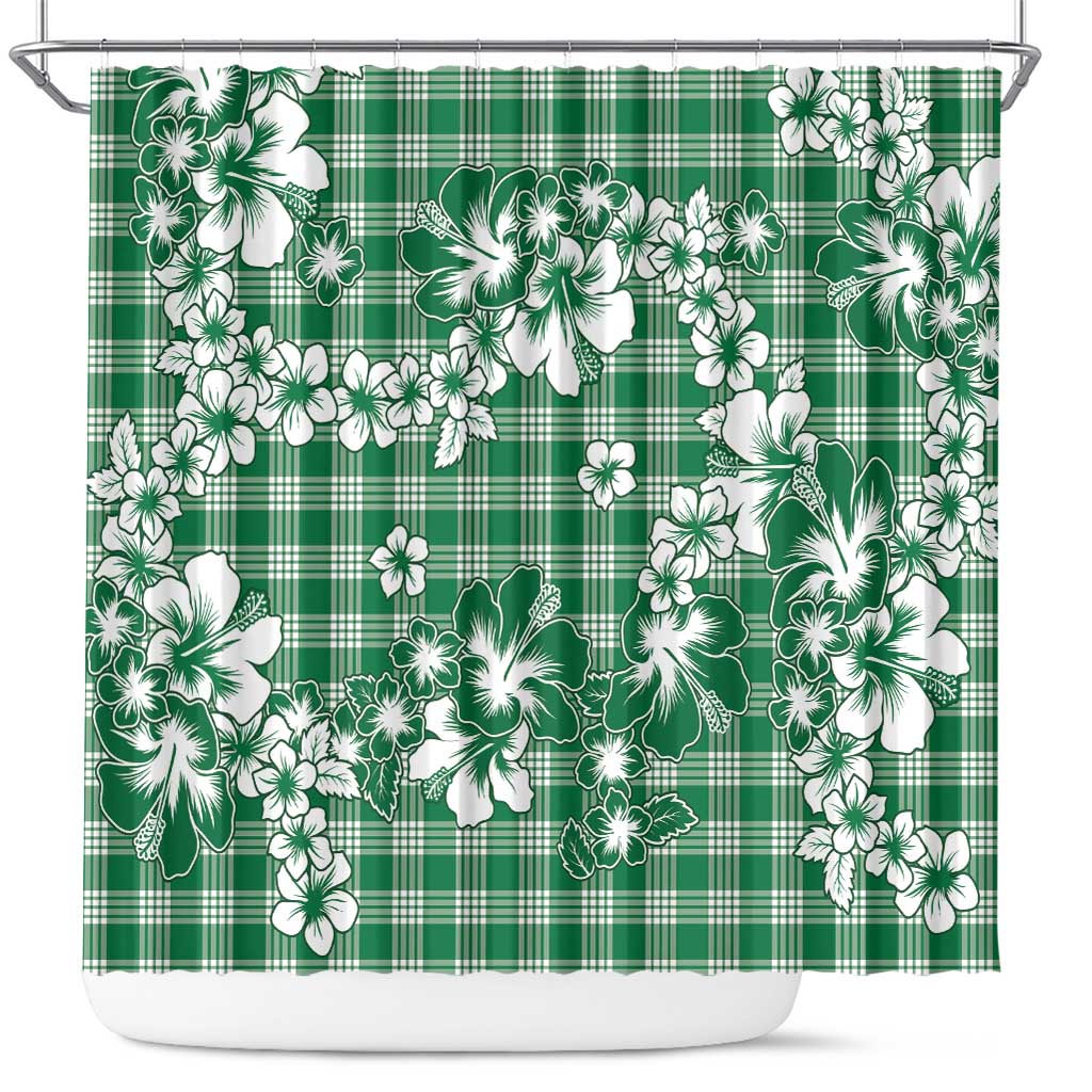 Hibiscus Pakala Emerald Green Shower Curtain Tropical Floral Stylized LT01 Green - Polynesian Pride