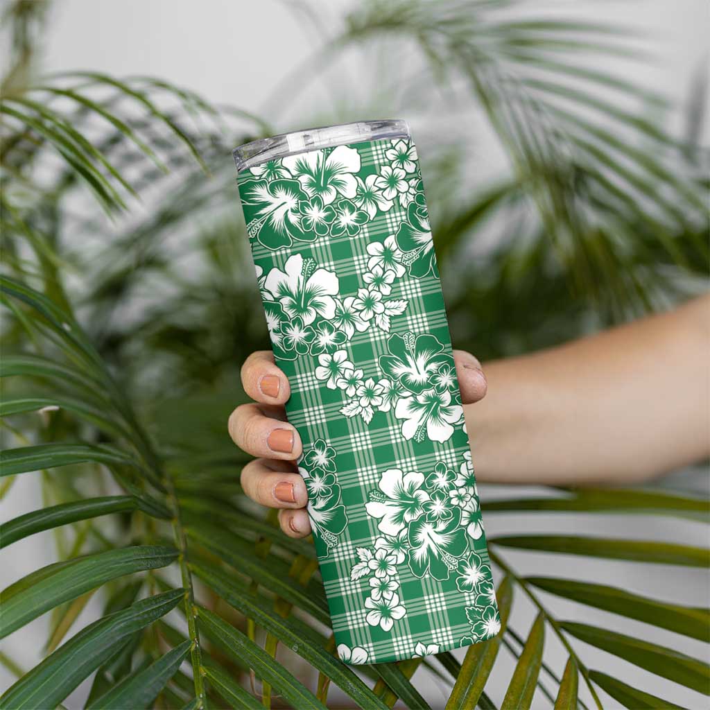 Hibiscus Pakala Emerald Green Skinny Tumbler Tropical Floral Stylized - Polynesian Pride