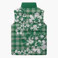 Hibiscus Pakala Emerald Green Sleeveless Puffer Jacket Tropical Floral Stylized LT01 - Polynesian Pride