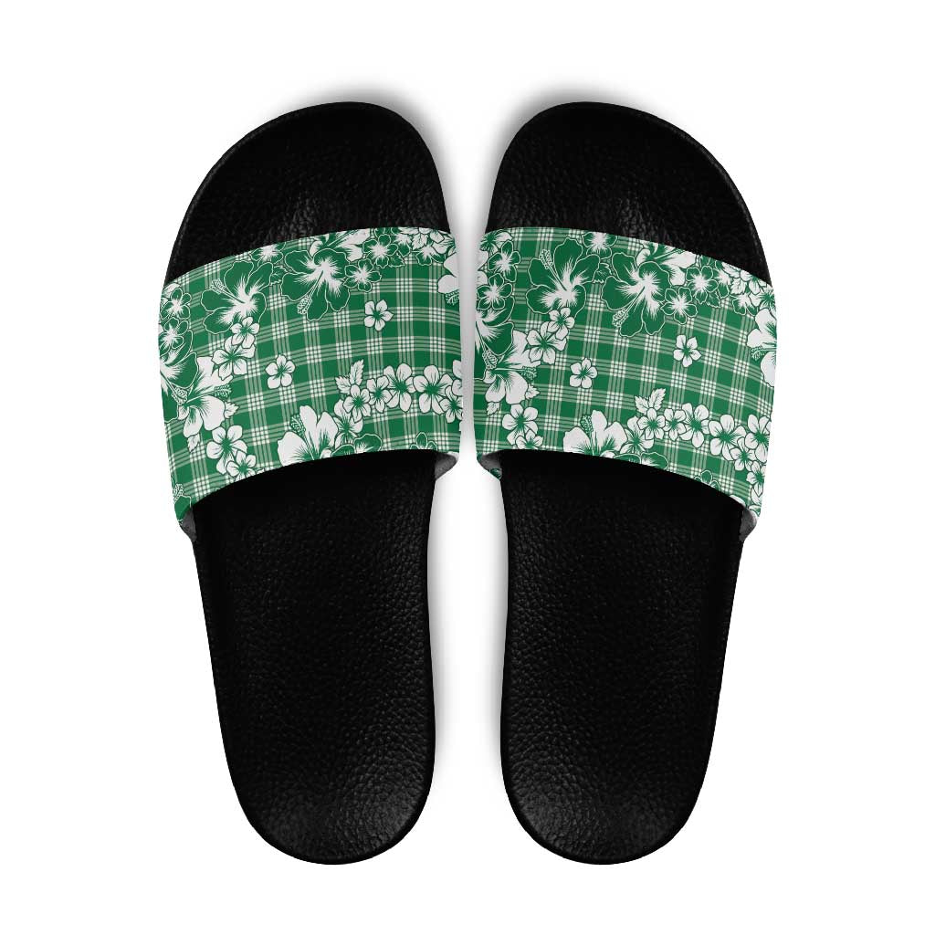 Hibiscus Pakala Emerald Green Slide Sandals Tropical Floral Stylized LT01 Green - Polynesian Pride