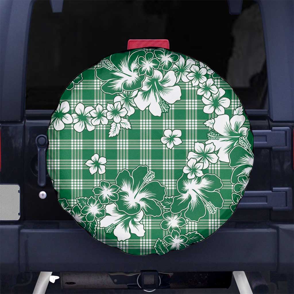 Hibiscus Pakala Emerald Green Spare Tire Cover Tropical Floral Stylized LT01 No hole Green - Polynesian Pride