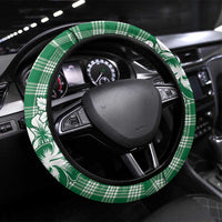 Hibiscus Pakala Emerald Green Steering Wheel Cover Tropical Floral Stylized LT01 Universal Fit Green - Polynesian Pride