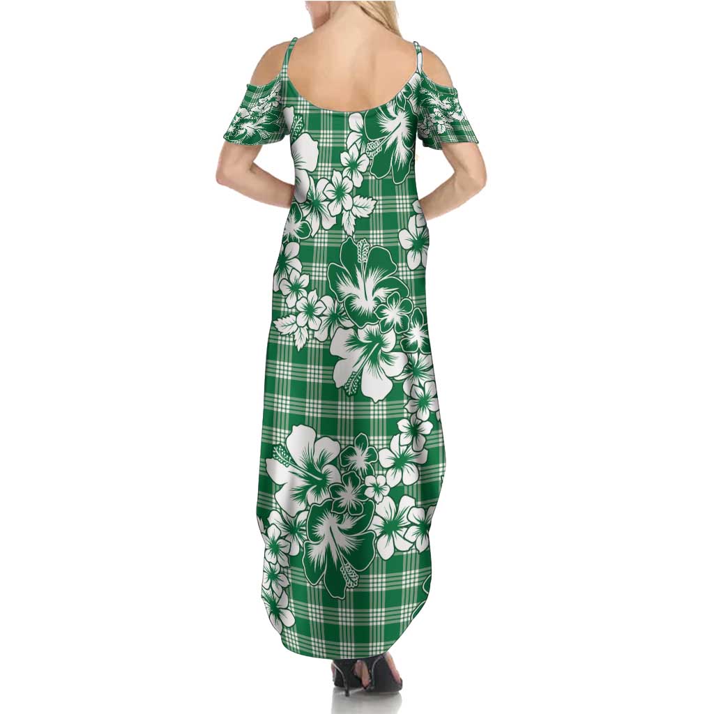 Hibiscus Pakala Emerald Green Summer Maxi Dress Tropical Floral Stylized LT01 - Polynesian Pride