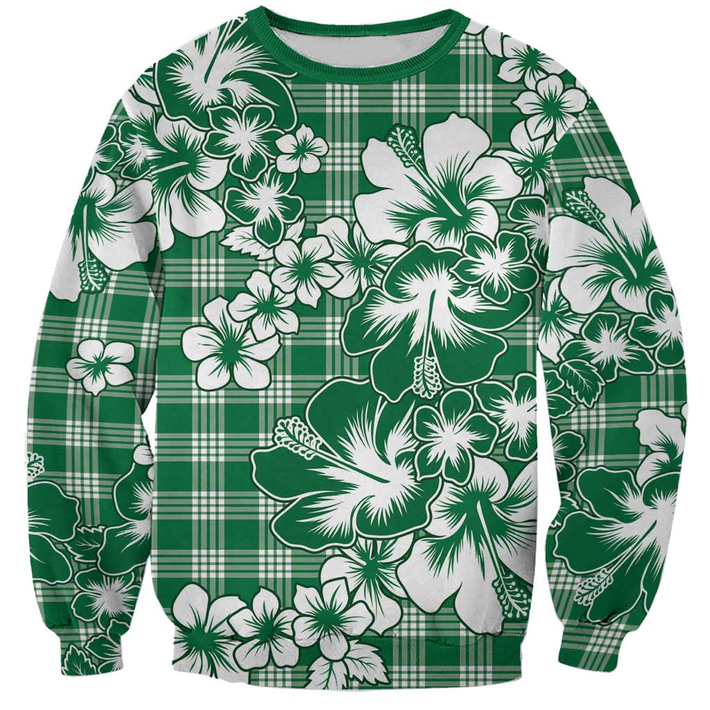 Hibiscus Pakala Emerald Green Sweatshirt Tropical Floral Stylized - Polynesian Pride