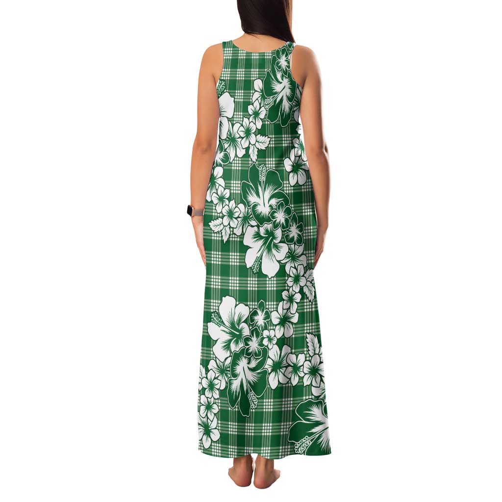 Hibiscus Pakala Emerald Green Tank Maxi Dress Tropical Floral Stylized LT01 - Polynesian Pride
