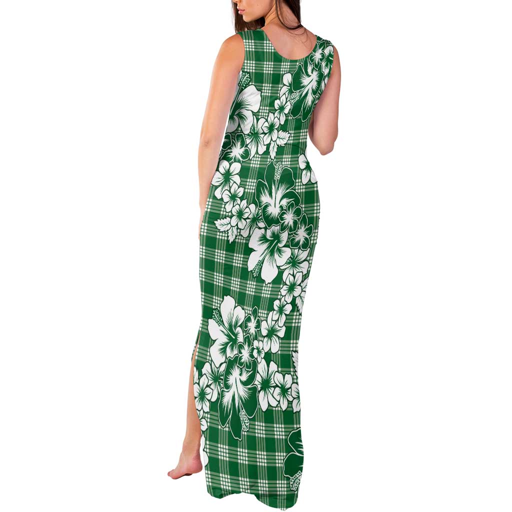 Hibiscus Pakala Emerald Green Tank Maxi Dress Tropical Floral Stylized LT01 - Polynesian Pride