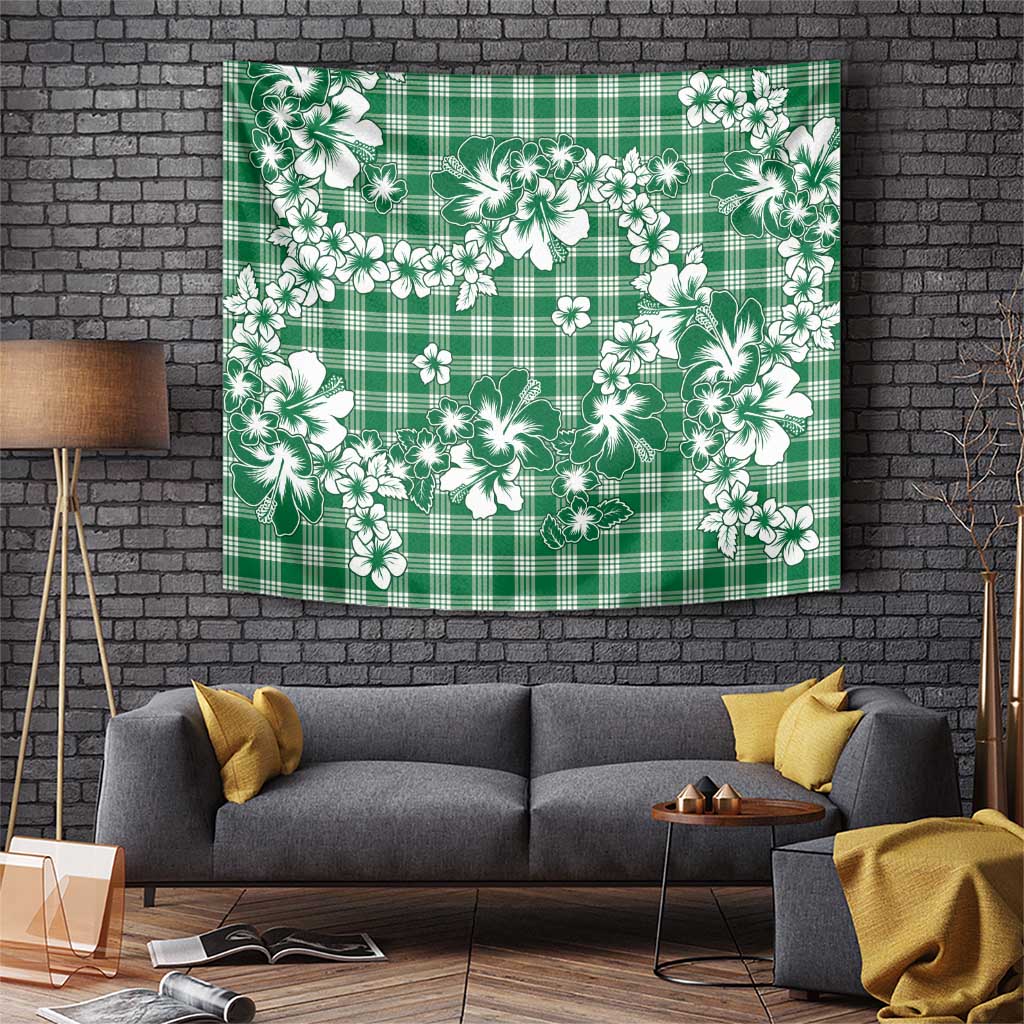 Hibiscus Pakala Emerald Green Tapestry Tropical Floral Stylized LT01 Green - Polynesian Pride