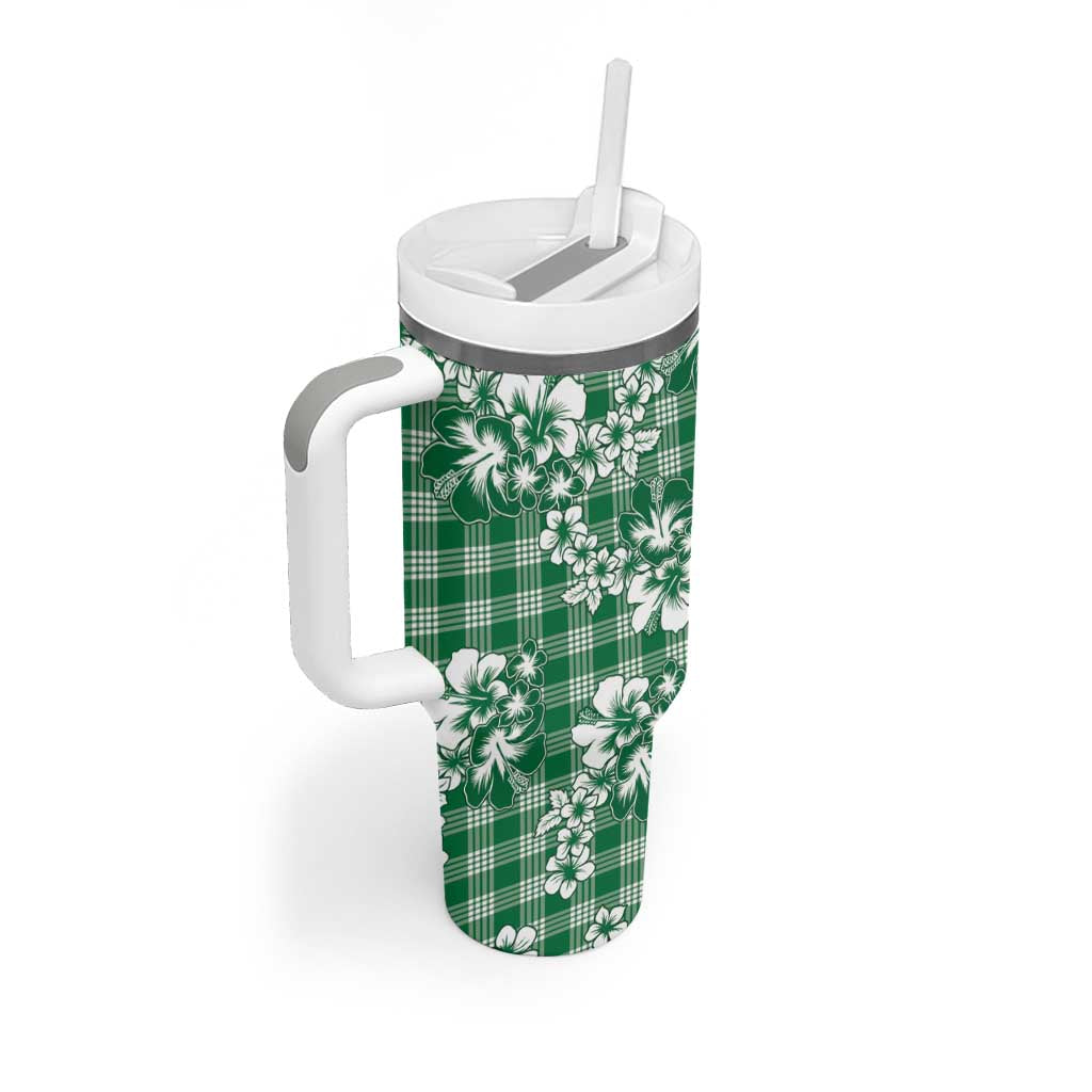 Hibiscus Pakala Emerald Green Tumbler With Handle Tropical Floral Stylized LT01 - Polynesian Pride