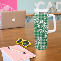 Hibiscus Pakala Emerald Green Tumbler With Handle Tropical Floral Stylized LT01 - Polynesian Pride