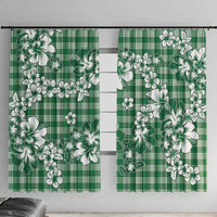 Hibiscus Pakala Emerald Green Window Curtain Tropical Floral Stylized LT01 With Hooks Green - Polynesian Pride