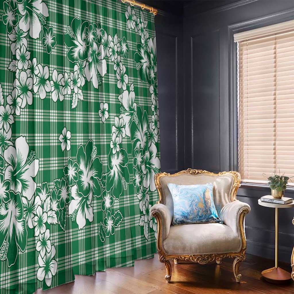 Hibiscus Pakala Emerald Green Window Curtain Tropical Floral Stylized LT01 - Polynesian Pride
