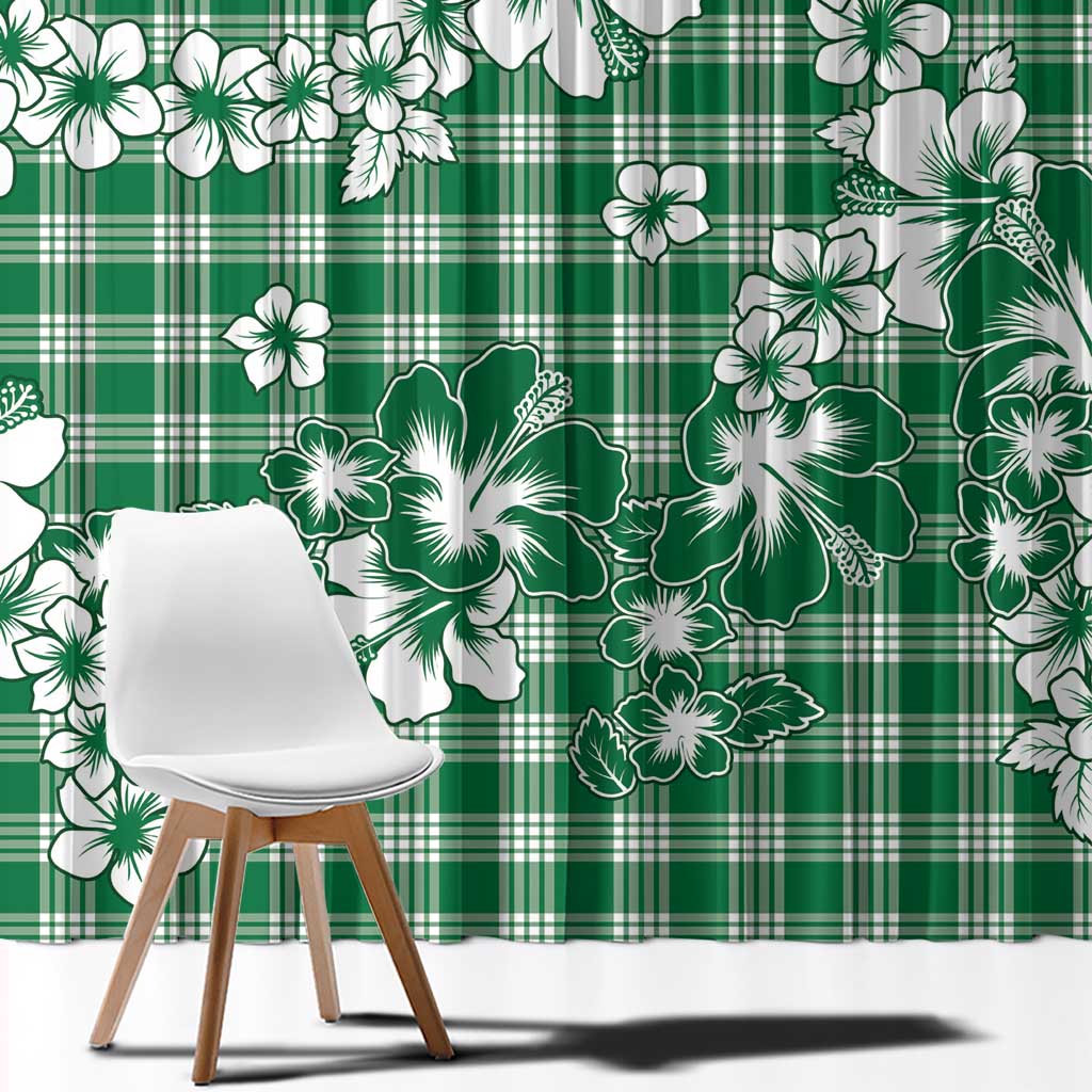 Hibiscus Pakala Emerald Green Window Curtain Tropical Floral Stylized LT01 - Polynesian Pride