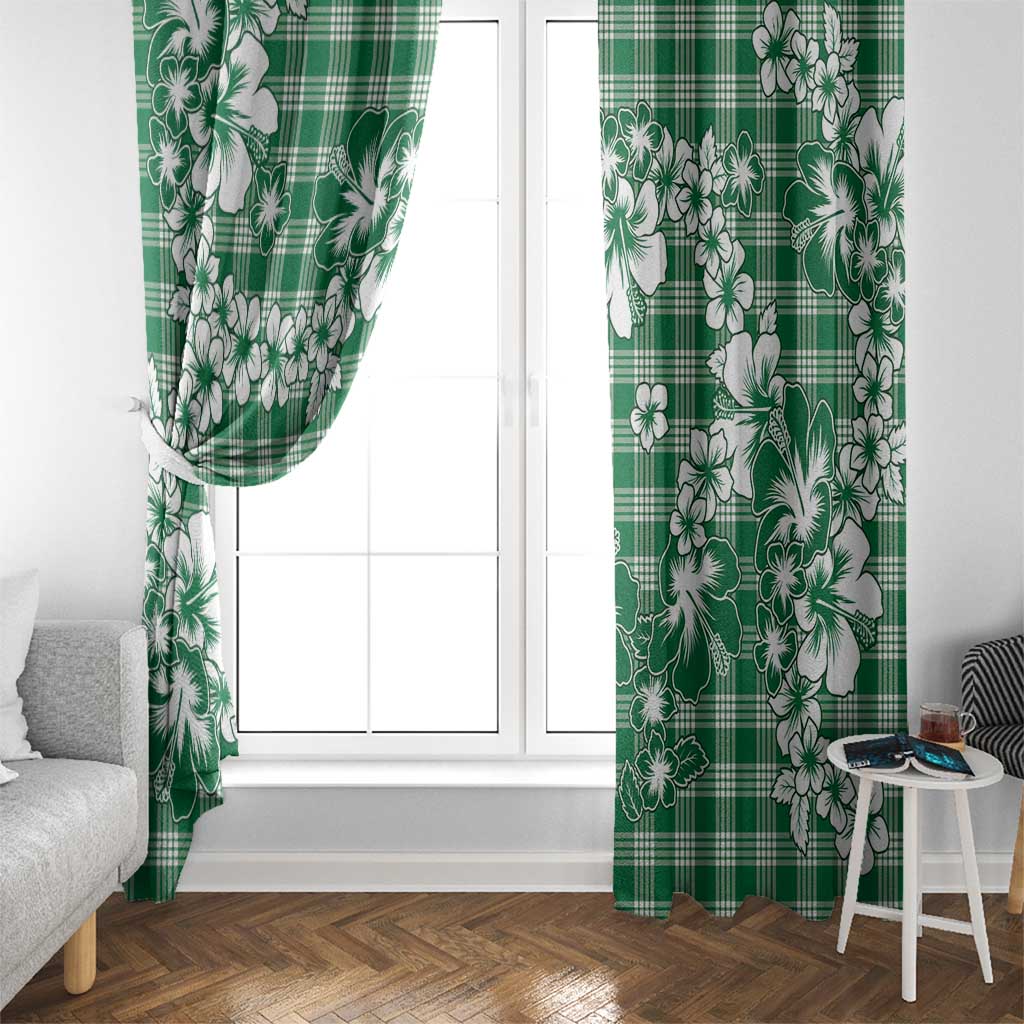 Hibiscus Pakala Emerald Green Window Curtain Tropical Floral Stylized LT01 - Polynesian Pride