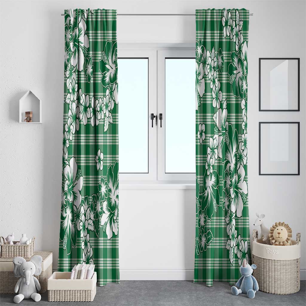 Hibiscus Pakala Emerald Green Window Curtain Tropical Floral Stylized LT01 - Polynesian Pride