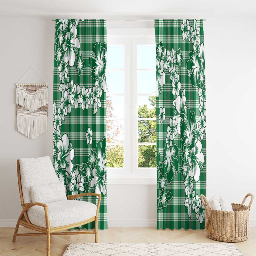 Hibiscus Pakala Emerald Green Window Curtain Tropical Floral Stylized LT01 - Polynesian Pride