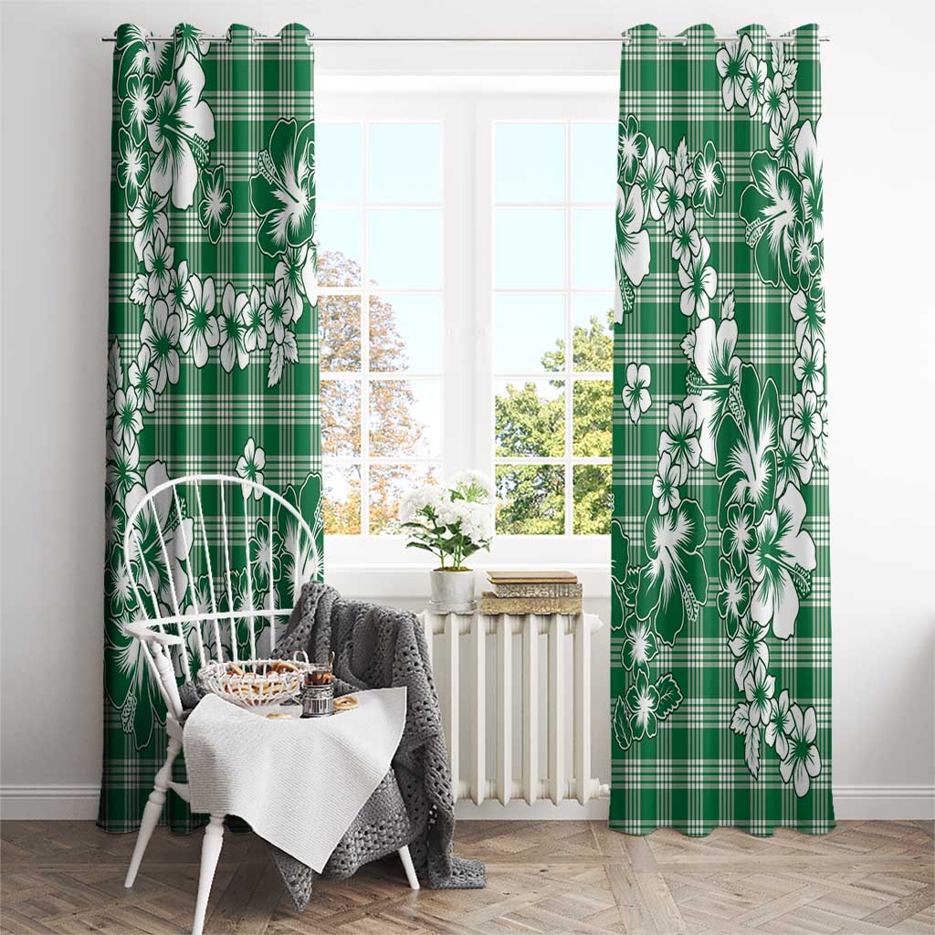 Hibiscus Pakala Emerald Green Window Curtain Tropical Floral Stylized LT01 - Polynesian Pride