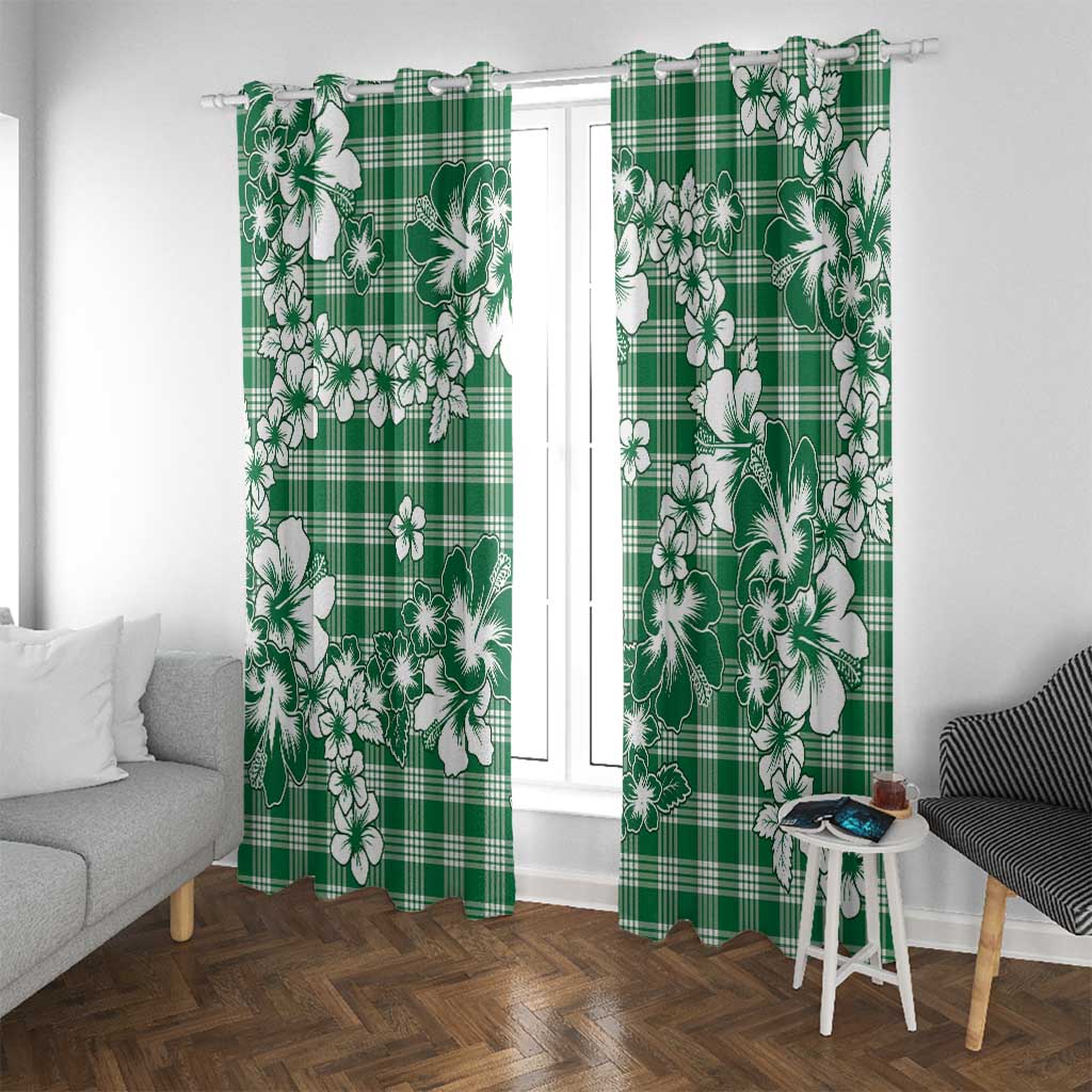 Hibiscus Pakala Emerald Green Window Curtain Tropical Floral Stylized LT01 With Grommets Green - Polynesian Pride