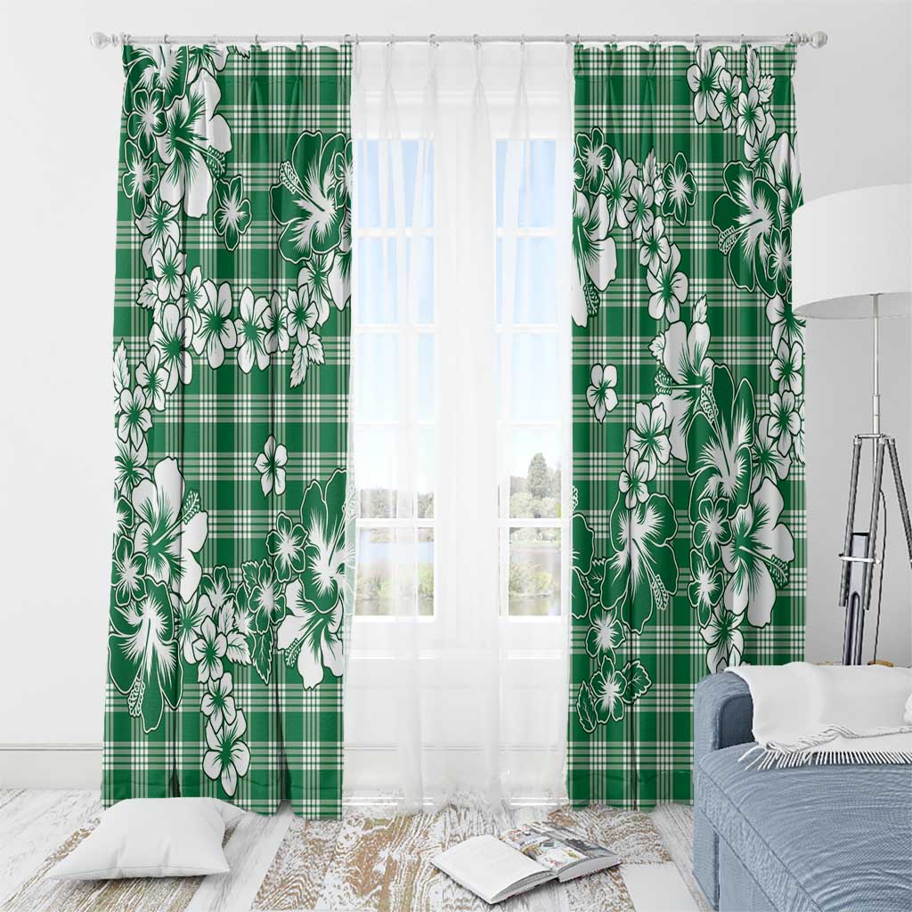 Hibiscus Pakala Emerald Green Window Curtain Tropical Floral Stylized LT01 - Polynesian Pride