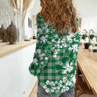 Hibiscus Pakala Emerald Green Women Casual Shirt Tropical Floral Stylized LT01 - Polynesian Pride