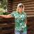 Hibiscus Pakala Emerald Green Women Polo Shirt Tropical Floral Stylized - Polynesian Pride