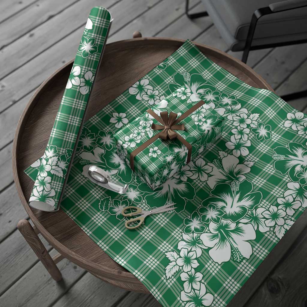 Hibiscus Pakala Emerald Green Wrapping Paper Tropical Floral Stylized - Polynesian Pride