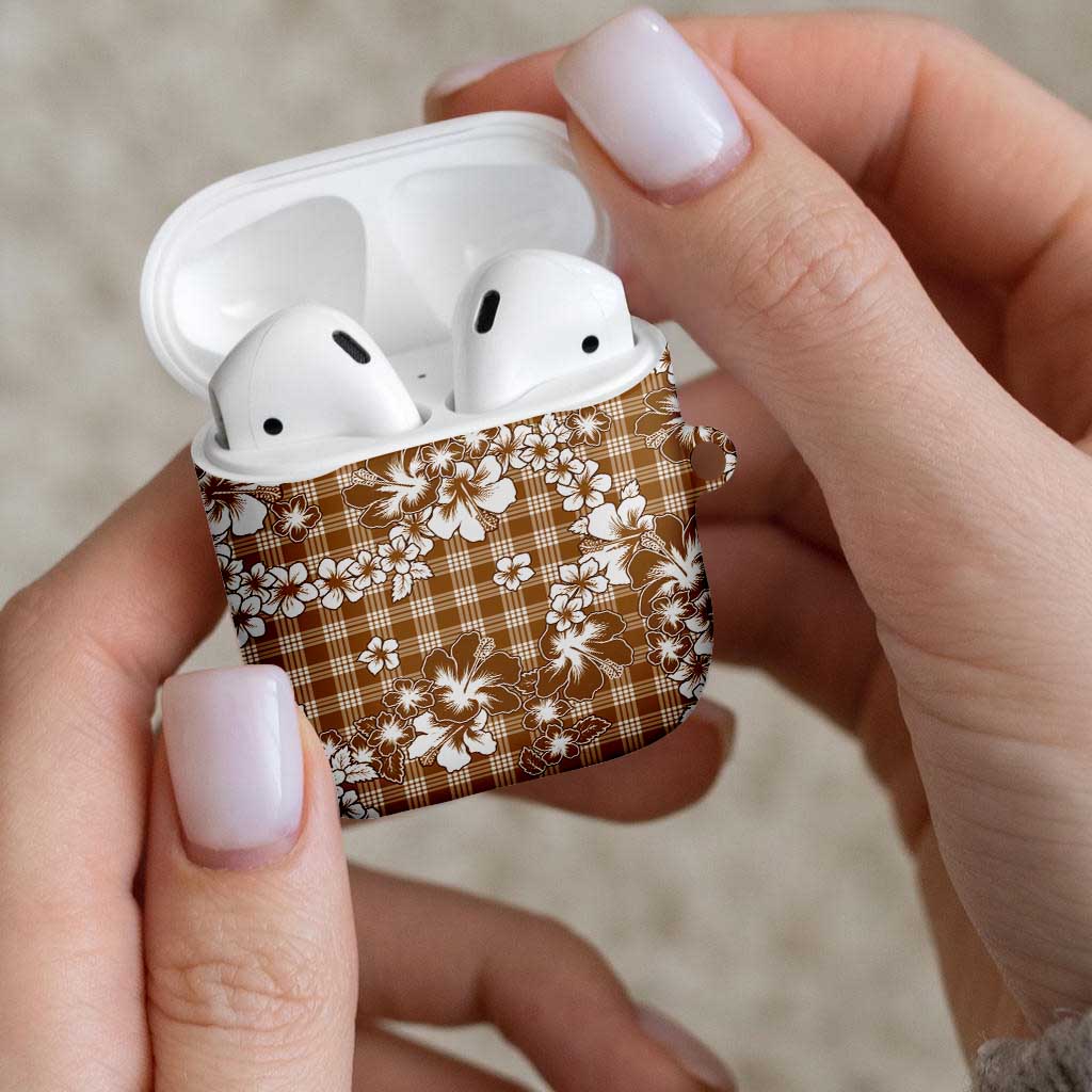 Hibiscus Pakala Bronze Brown AirPods Case Tropical Floral Stylized - Polynesian Pride