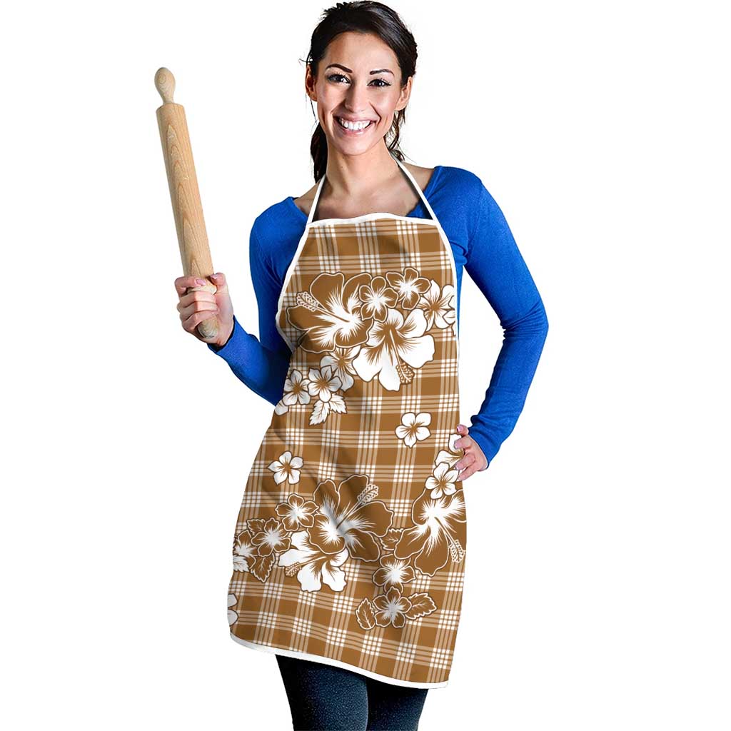 Hibiscus Pakala Bronze Brown Apron Tropical Floral Stylized - Polynesian Pride