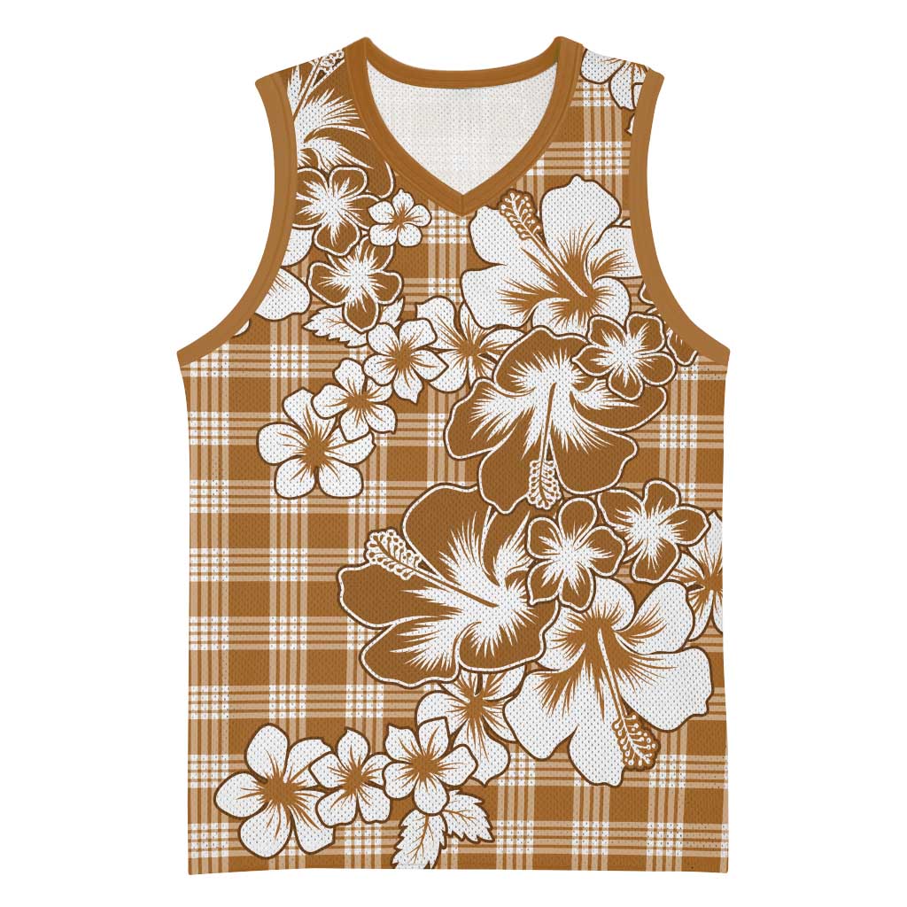 Hibiscus Pakala Bronze Brown Basketball Jersey Tropical Floral Stylized - Polynesian Pride
