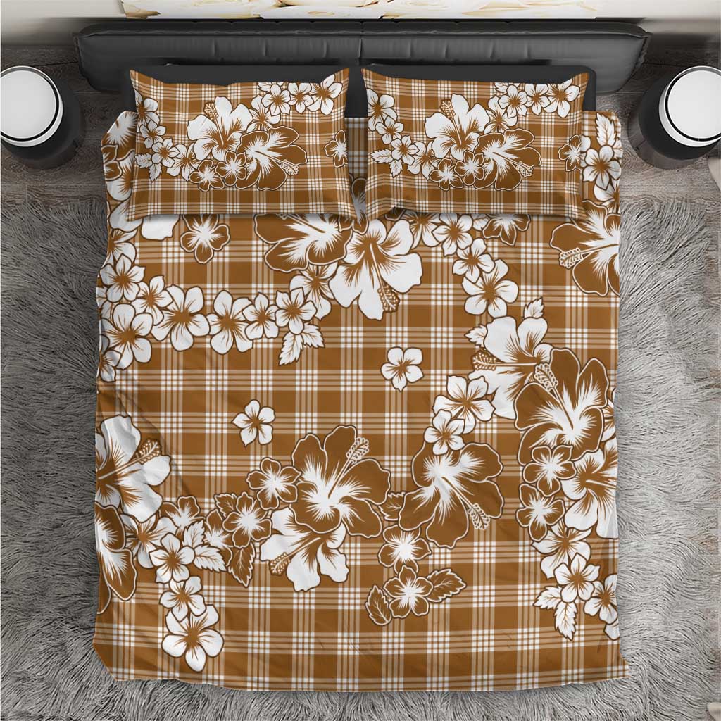 Hibiscus Pakala Bronze Brown Bedding Set Tropical Floral Stylized LT01 Brown - Polynesian Pride