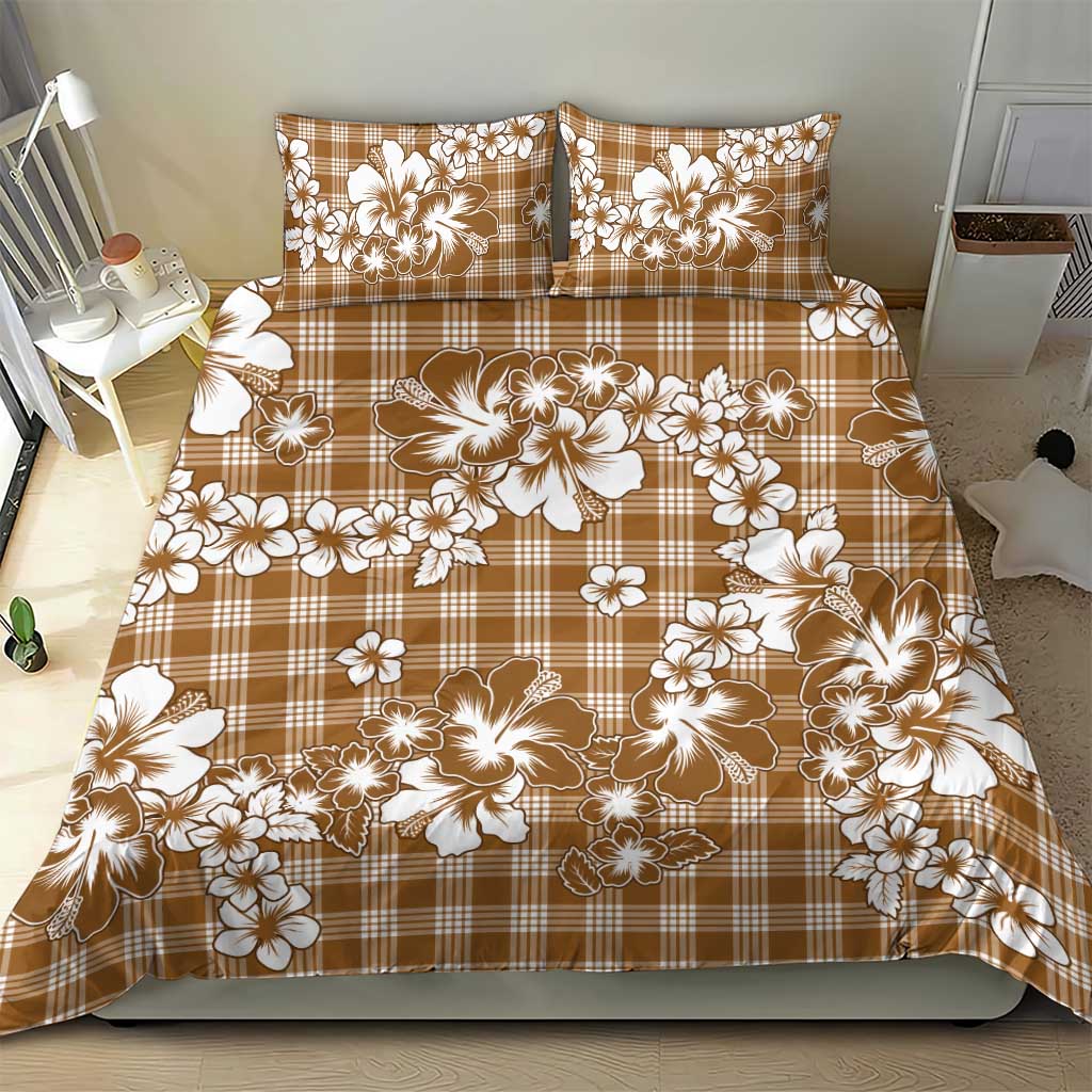 Hibiscus Pakala Bronze Brown Bedding Set Tropical Floral Stylized LT01 - Polynesian Pride