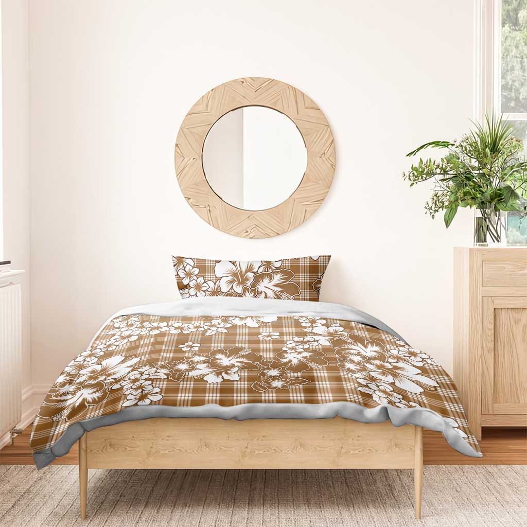 Hibiscus Pakala Bronze Brown Bedding Set Tropical Floral Stylized LT01 - Polynesian Pride