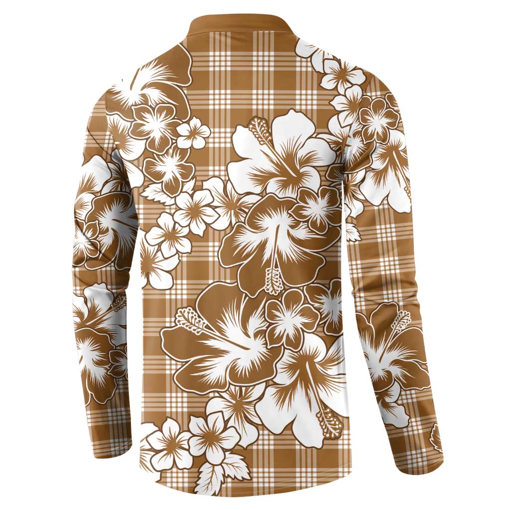 Hibiscus Pakala Bronze Brown Button Sweatshirt Tropical Floral Stylized - Polynesian Pride