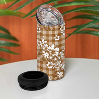 Hibiscus Pakala Bronze Brown 4 in 1 Can Cooler Tumbler Tropical Floral Stylized - Polynesian Pride