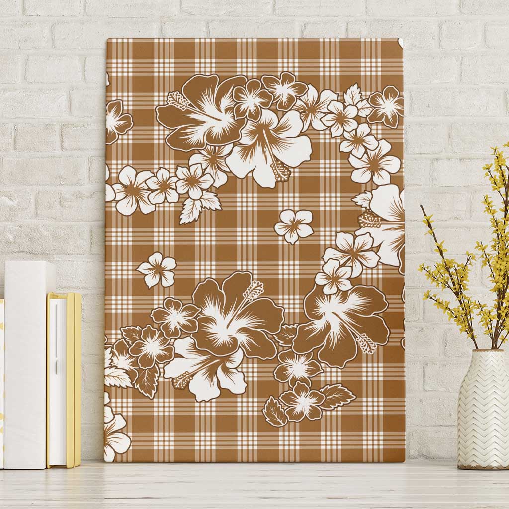 Hibiscus Pakala Bronze Brown Canvas Wall Art Tropical Floral Stylized LT01 Without Frame Brown - Polynesian Pride
