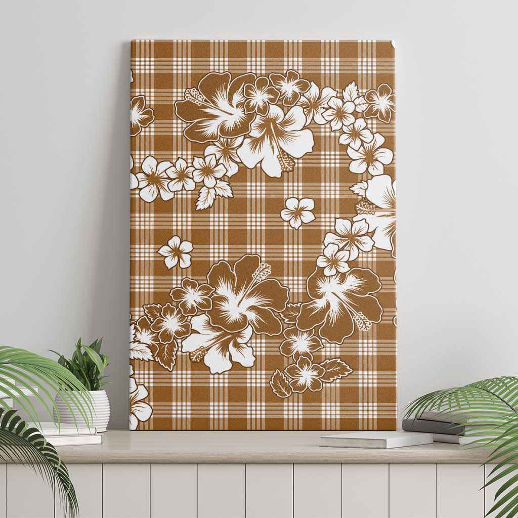 Hibiscus Pakala Bronze Brown Canvas Wall Art Tropical Floral Stylized LT01 - Polynesian Pride