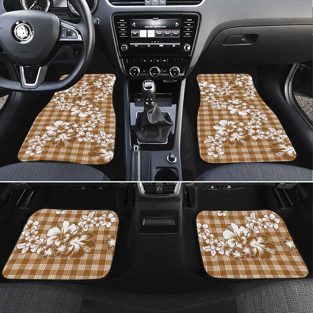 Hibiscus Pakala Bronze Brown Car Mats Tropical Floral Stylized LT01 Set 4pcs Brown - Polynesian Pride