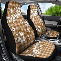 Hibiscus Pakala Bronze Brown Car Seat Cover Tropical Floral Stylized - Polynesian Pride