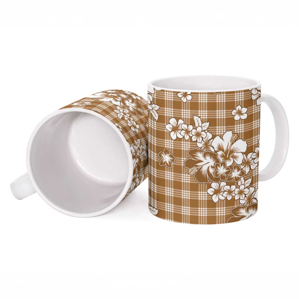 Hibiscus Pakala Bronze Brown Ceramic Mug Tropical Floral Stylized - Polynesian Pride
