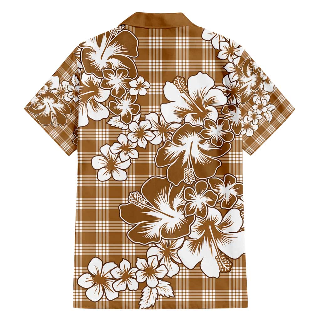 Hibiscus Pakala Bronze Brown Family Matching Puletasi and Hawaiian Shirt Tropical Floral Stylized - Polynesian Pride