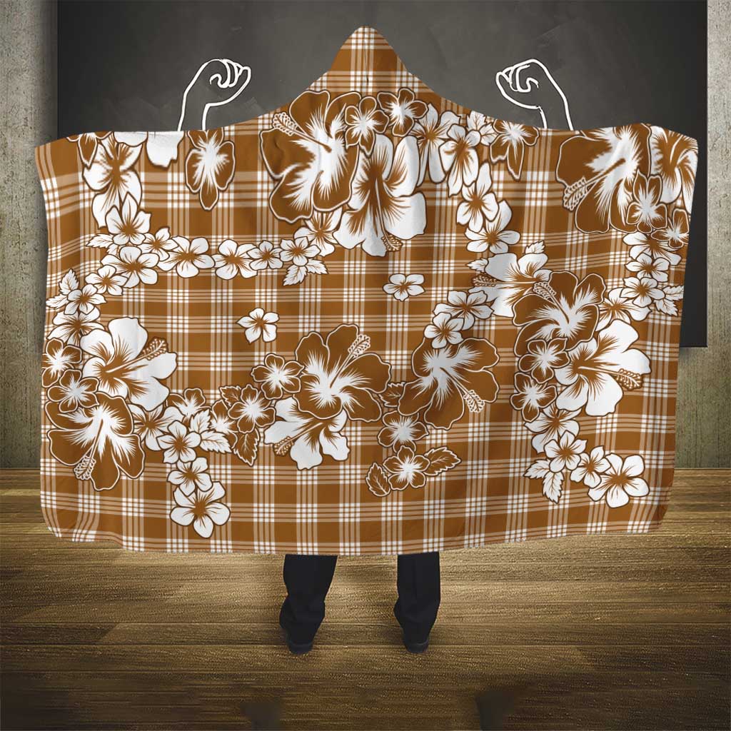 Hibiscus Pakala Bronze Brown Hooded Blanket Tropical Floral Stylized LT01 - Polynesian Pride