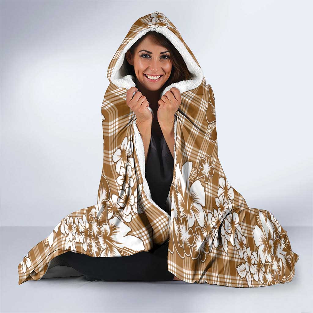 Hibiscus Pakala Bronze Brown Hooded Blanket Tropical Floral Stylized LT01 - Polynesian Pride