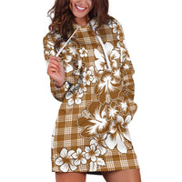 Hibiscus Pakala Bronze Brown Hoodie Dress Tropical Floral Stylized LT01 Brown - Polynesian Pride